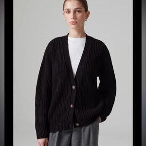 Piombo Oversized Black Button-Up Sweater Size Medium